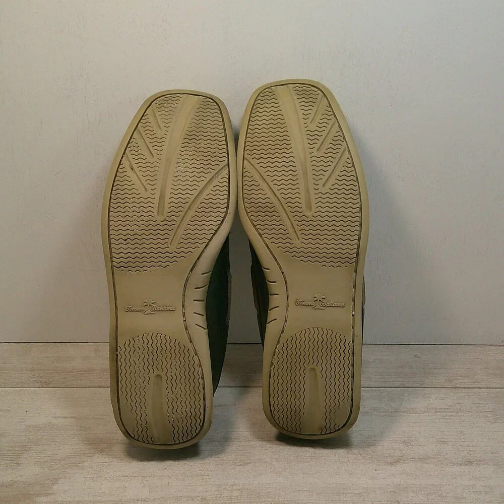Tommy Bahama Classic Preppy Green Leather Casual Retro Boat Shoes Loafers 9M